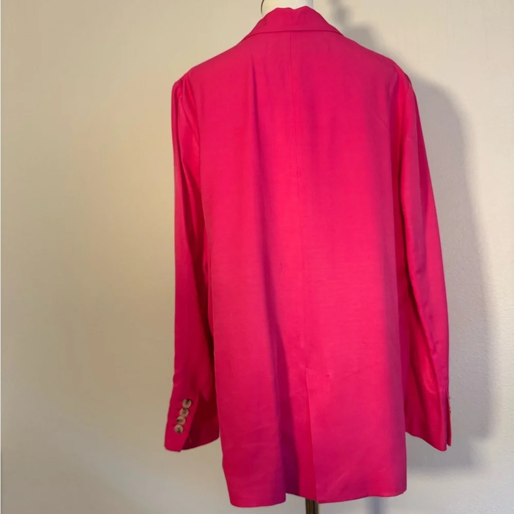 Zara Hot Pink Single Button‎ Relaxed Blazer Women’s Sz L